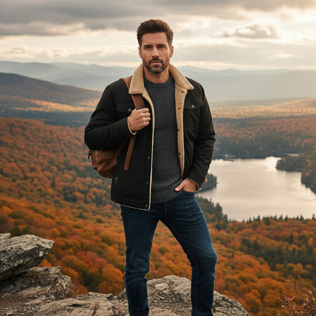 Warm Fleece Lined Winter Coat for Men