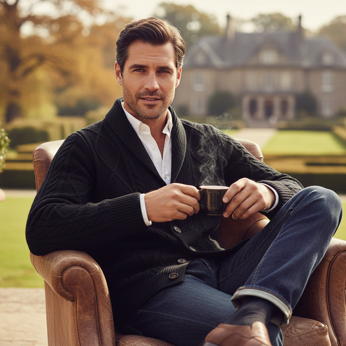 100% Cashmere Cardigan for Men