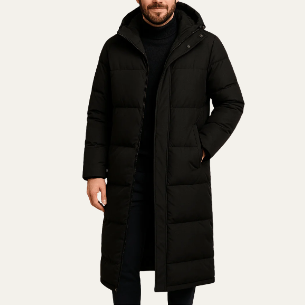Men’s Long Puffer Winter Hooded Coat
