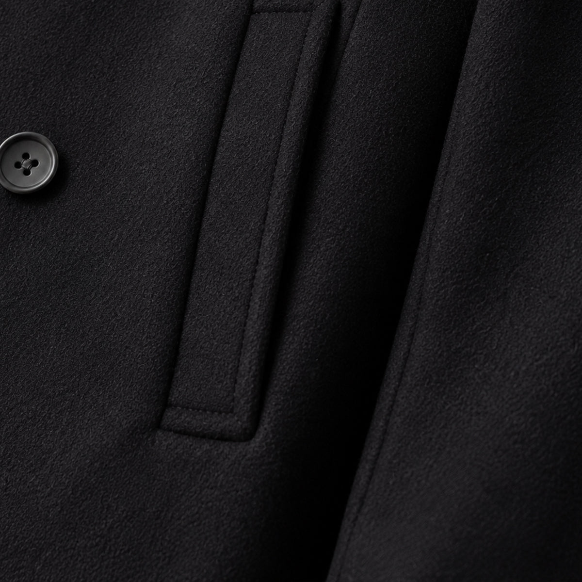 Men’s Warm Winter  Double Breasted Wool Peacoat – Black