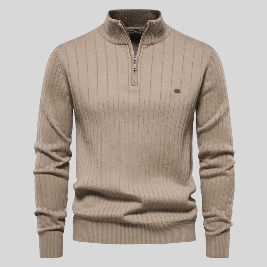 Ribbed Zip-Neck Men’s Sweater