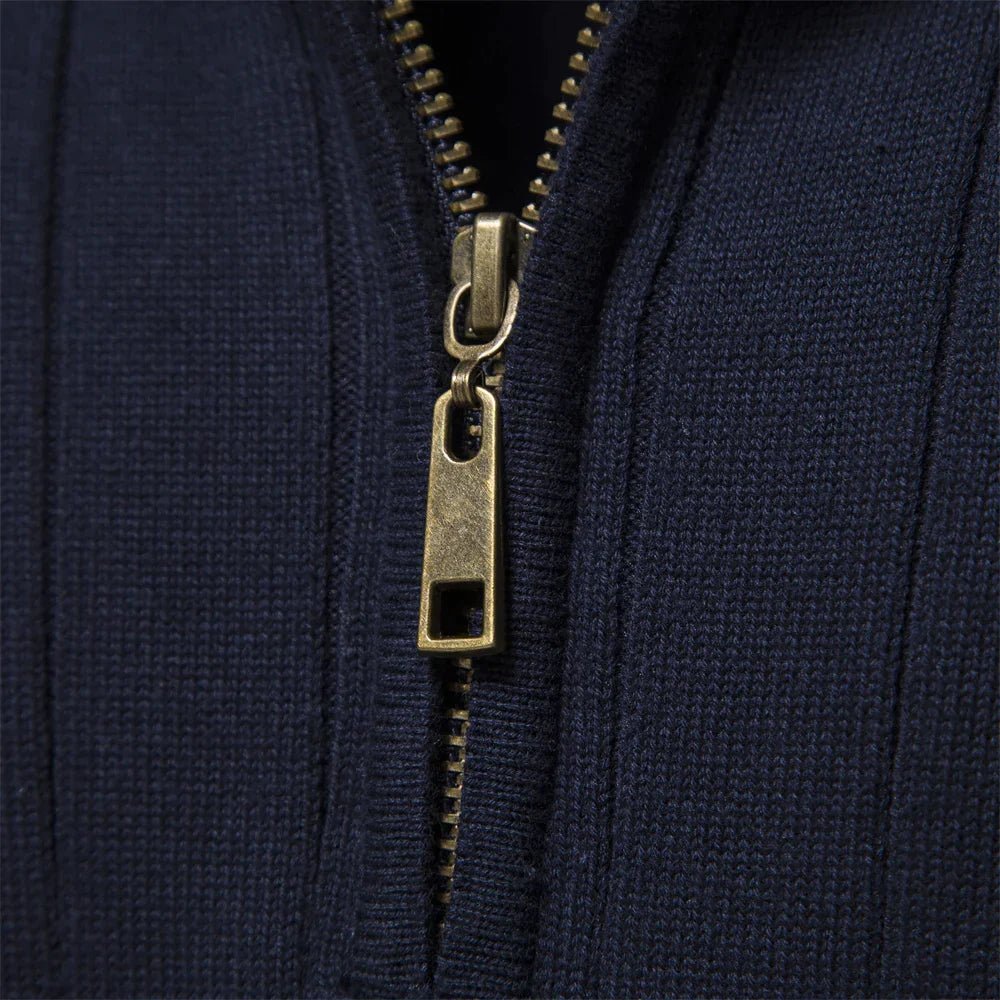 Ribbed Zip-Neck Men’s Sweater