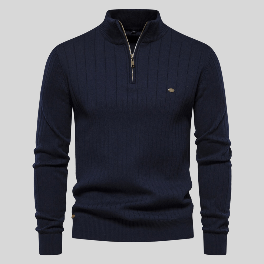 Ribbed Zip-Neck Men’s Sweater