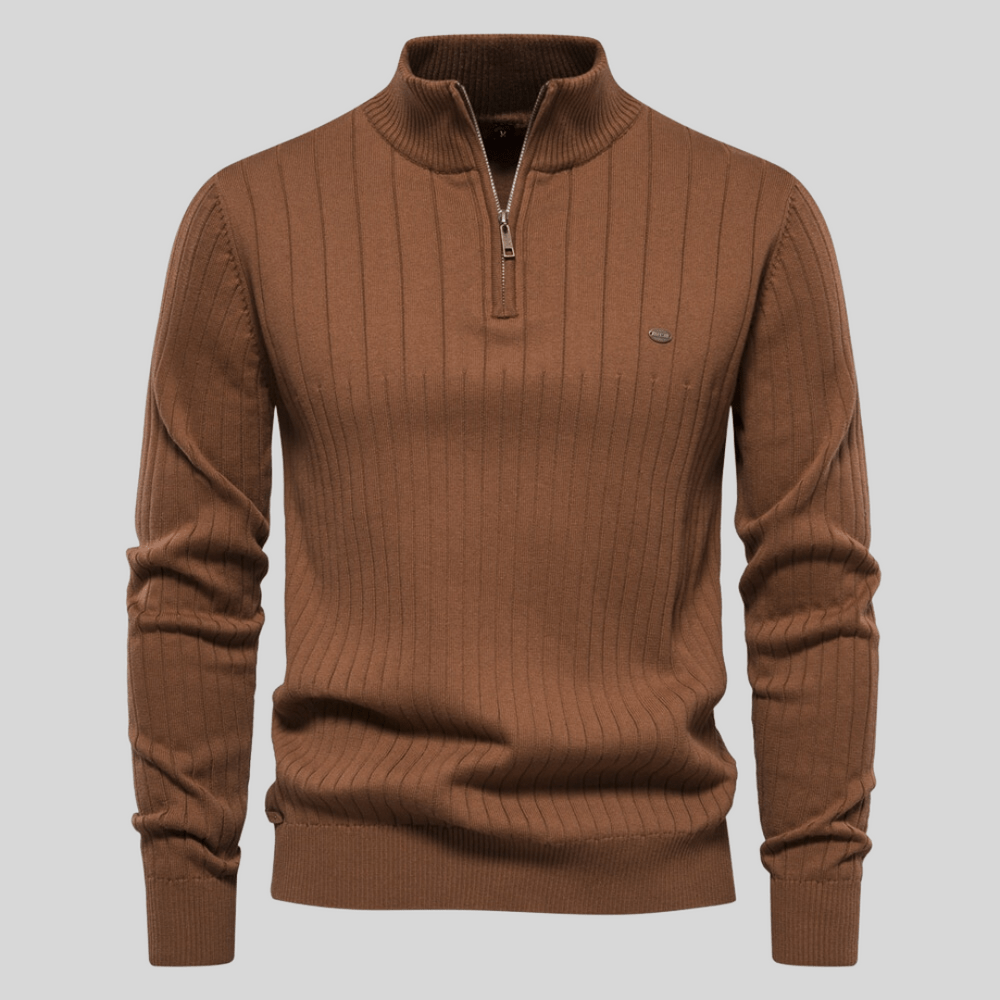 Ribbed Zip-Neck Men’s Sweater