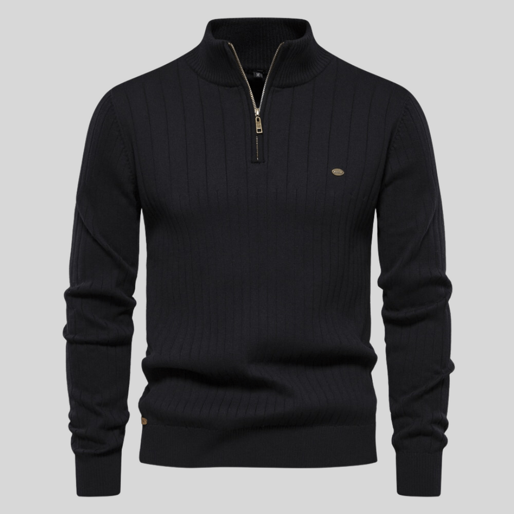 Ribbed Zip-Neck Men’s Sweater
