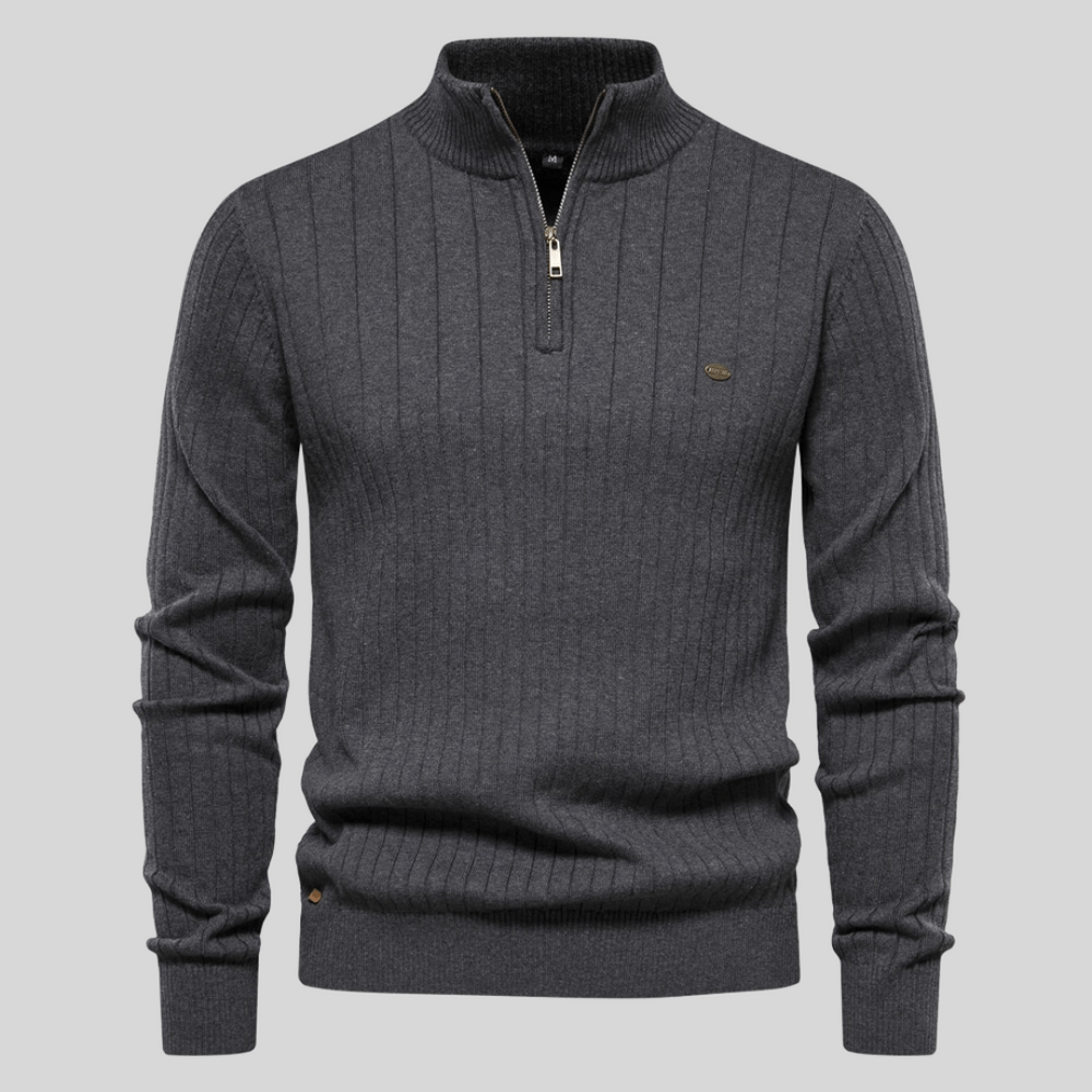 Ribbed Zip-Neck Men’s Sweater