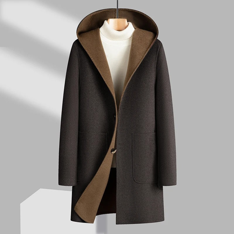 Men's Wool Coat with Hood – Mid Length