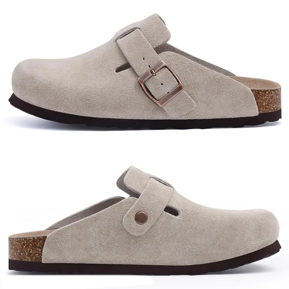 Men's Supportive Cork Clogs – Suede Buckle
