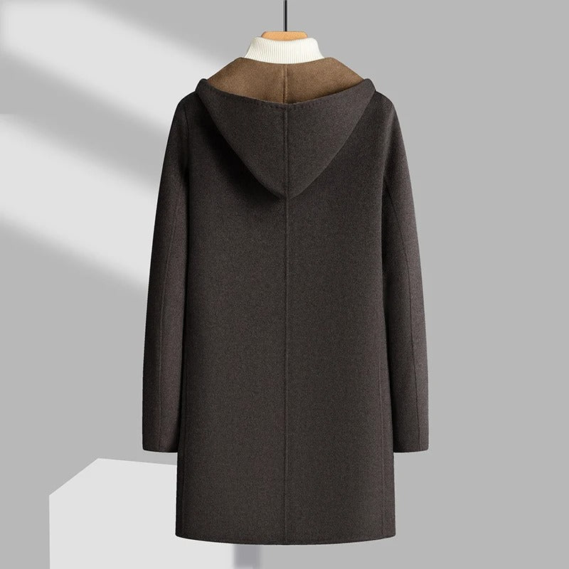 Men's Wool Coat with Hood – Mid Length