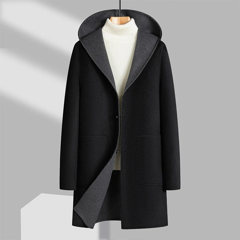 Men's Wool Coat with Hood – Mid Length