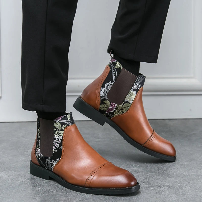 Men's Chelsea Boots with Embroidery – Slip On