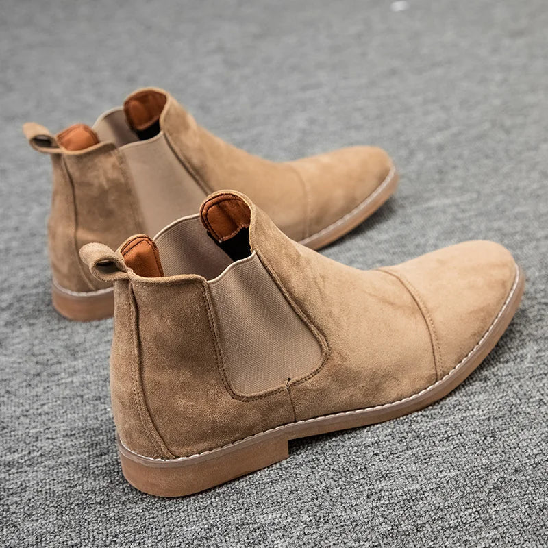 Men's Pull On Suede Boots – Elastic Side