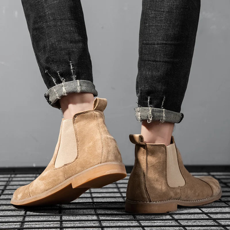 Men's Pull On Suede Boots – Elastic Side