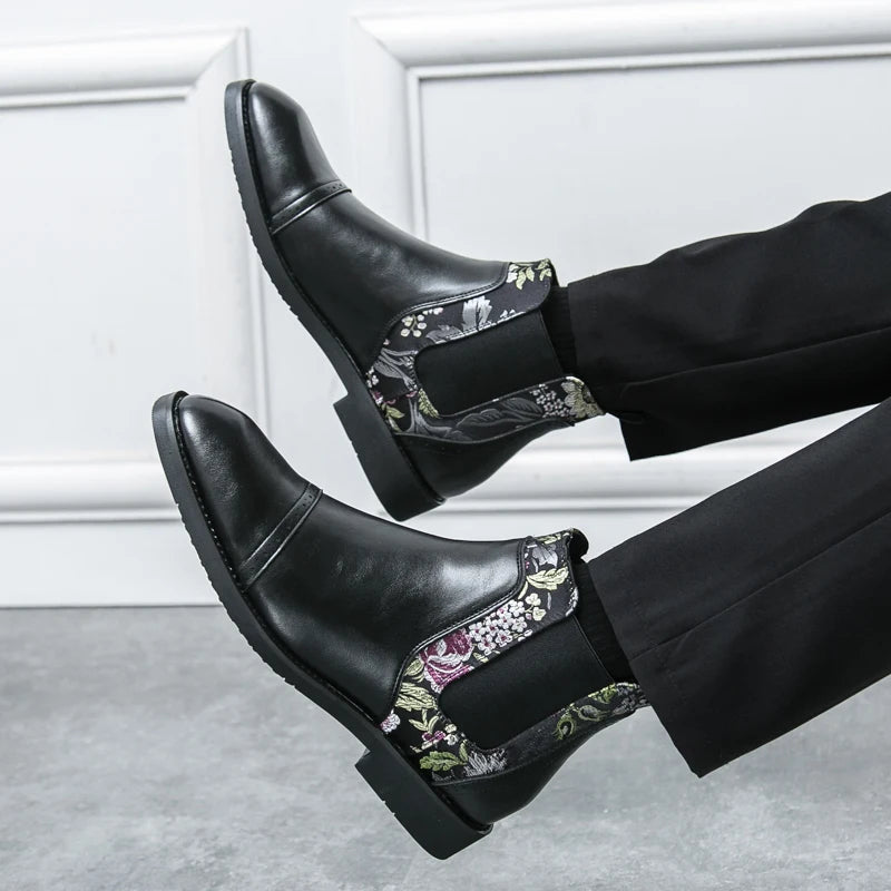 Men's Chelsea Boots with Embroidery – Slip On
