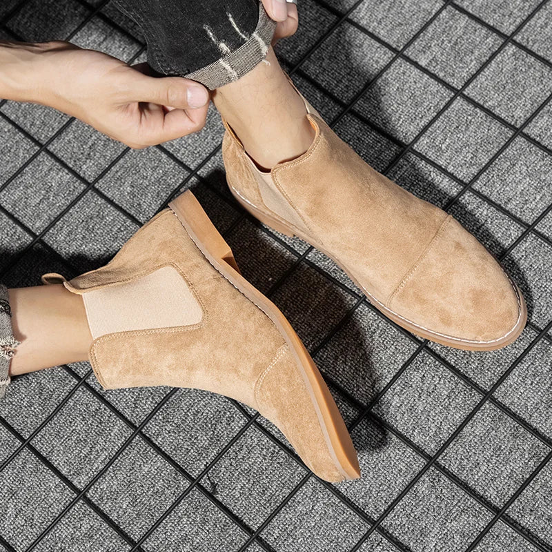 Men's Pull On Suede Boots – Elastic Side