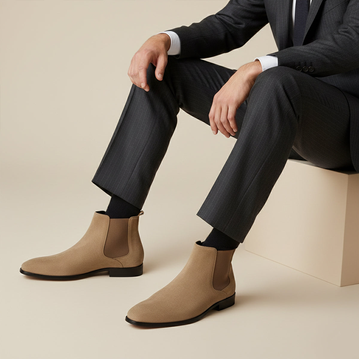Men’s Suede Chelsea Boots - Elegant Slip On Shoes