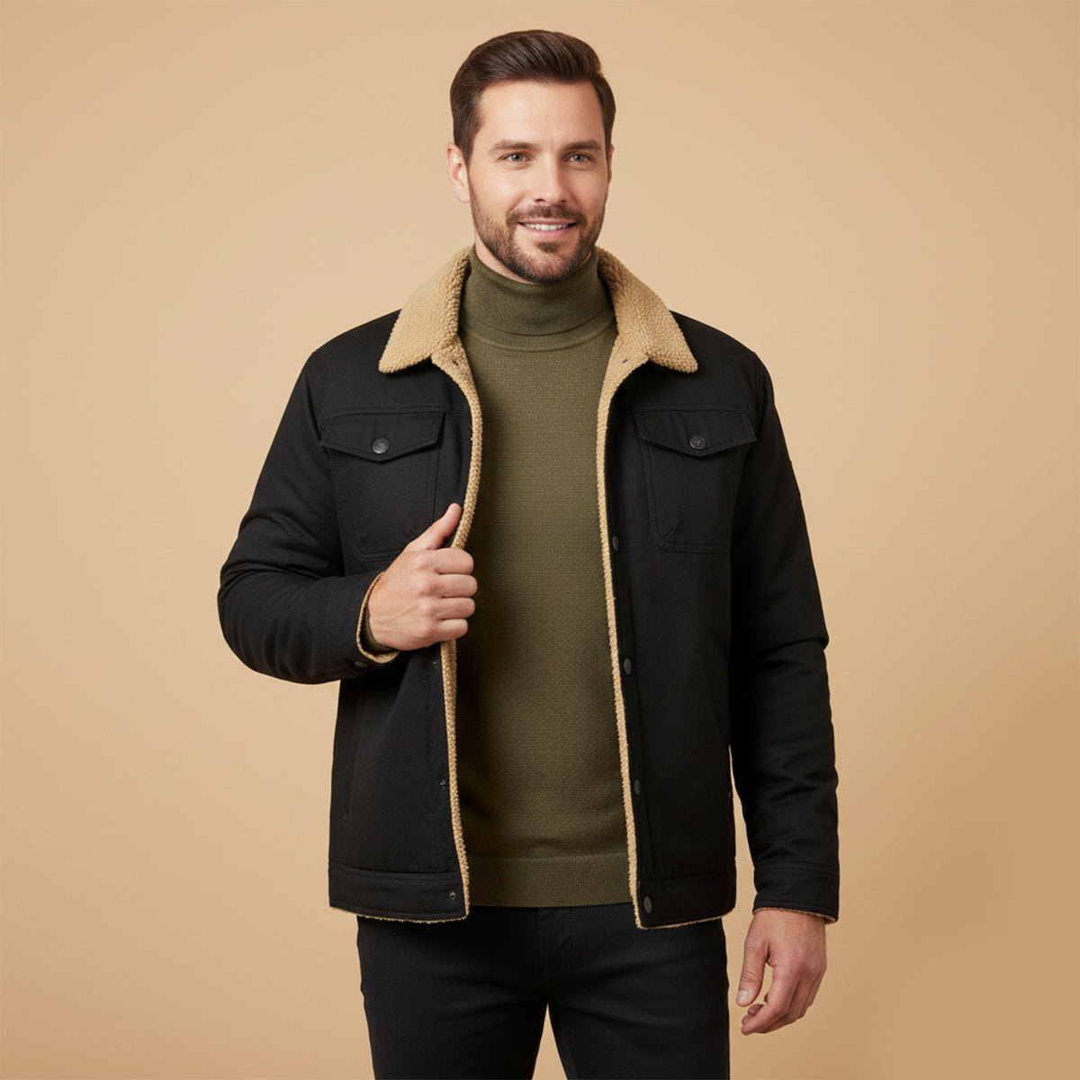 Warm Fleece Lined Winter Coat for Men
