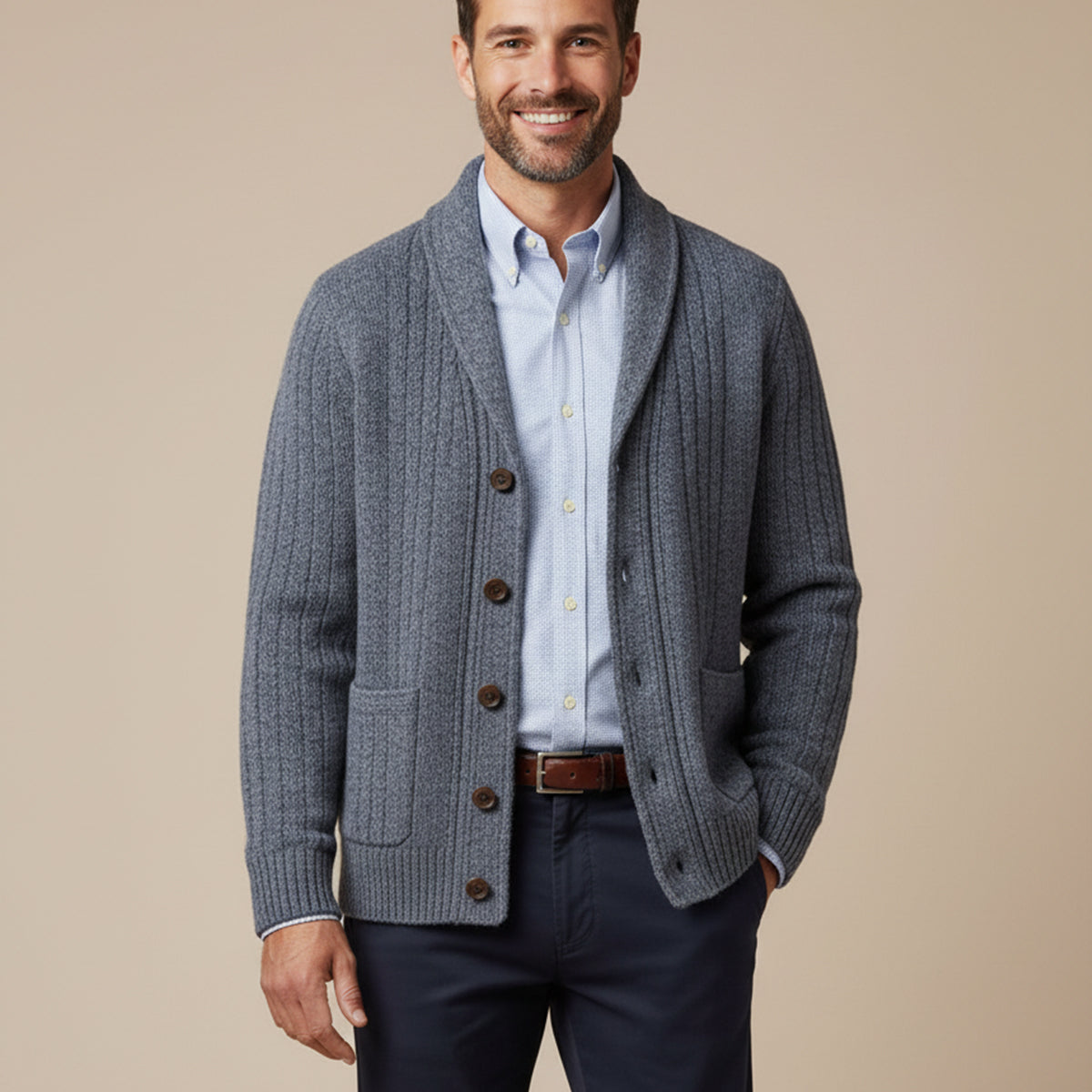 100% Cashmere Cardigan for Men