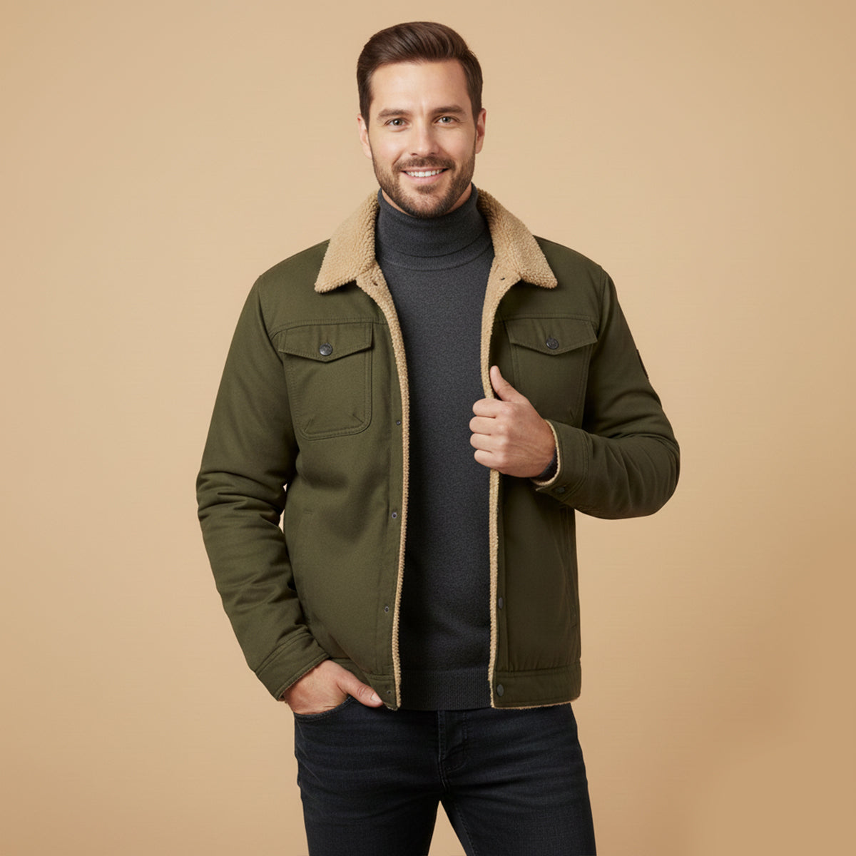 Warm Fleece Lined Winter Coat for Men