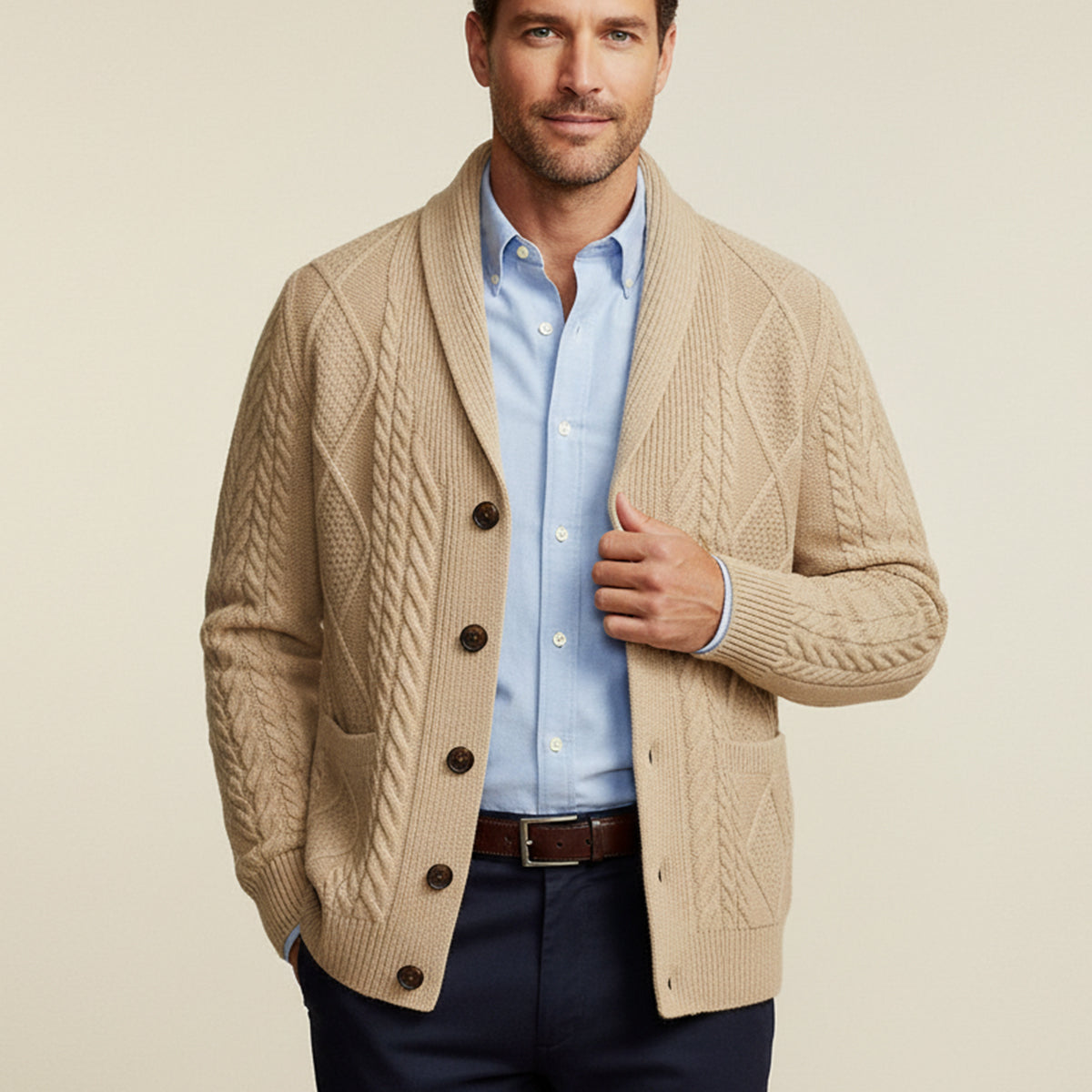 100% Cashmere Cardigan for Men