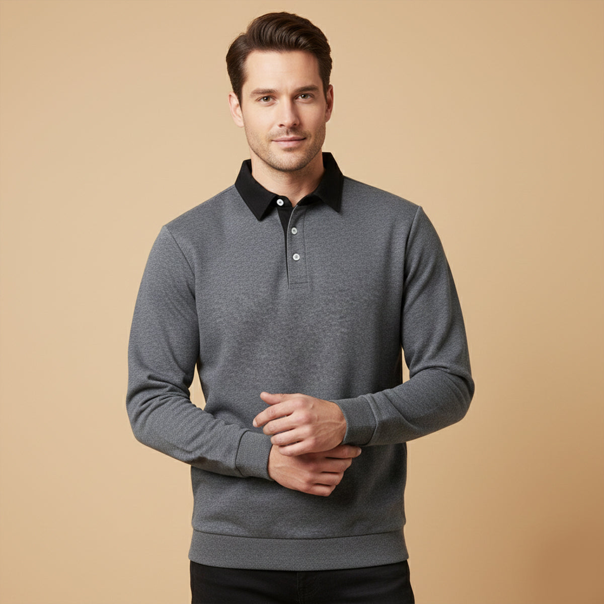 The Chelsea Men’s Long Sleeve Polo Classic Knit Shirt