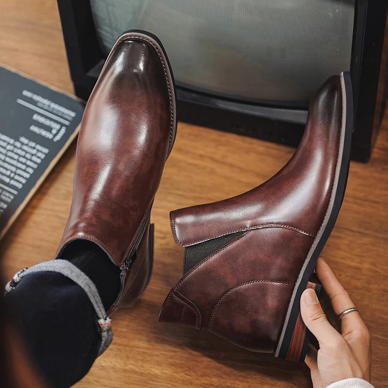 Men's Zip Up Ankle Boots – Leather Look