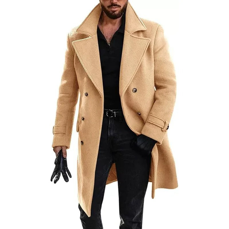 Men's Long Wool Winter Coat – Double Breasted