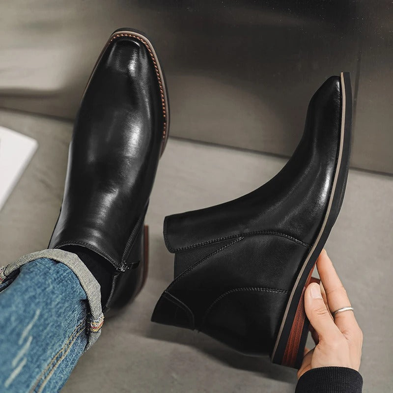 Men's Zip Up Ankle Boots – Leather Look