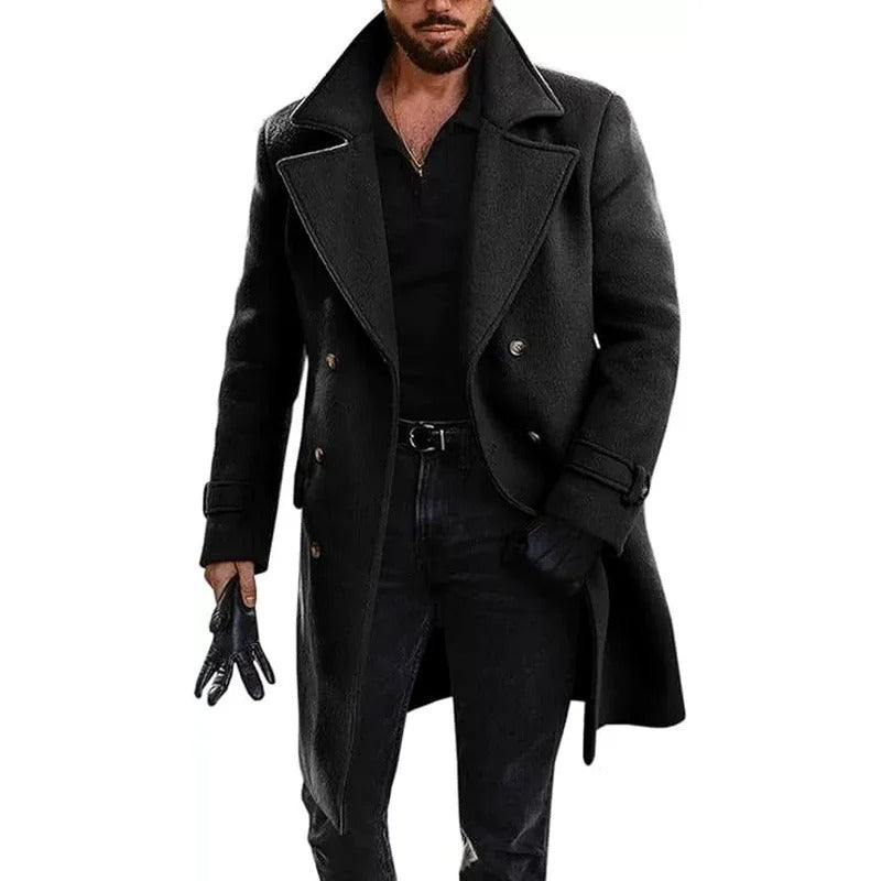 Men's Long Wool Winter Coat – Double Breasted