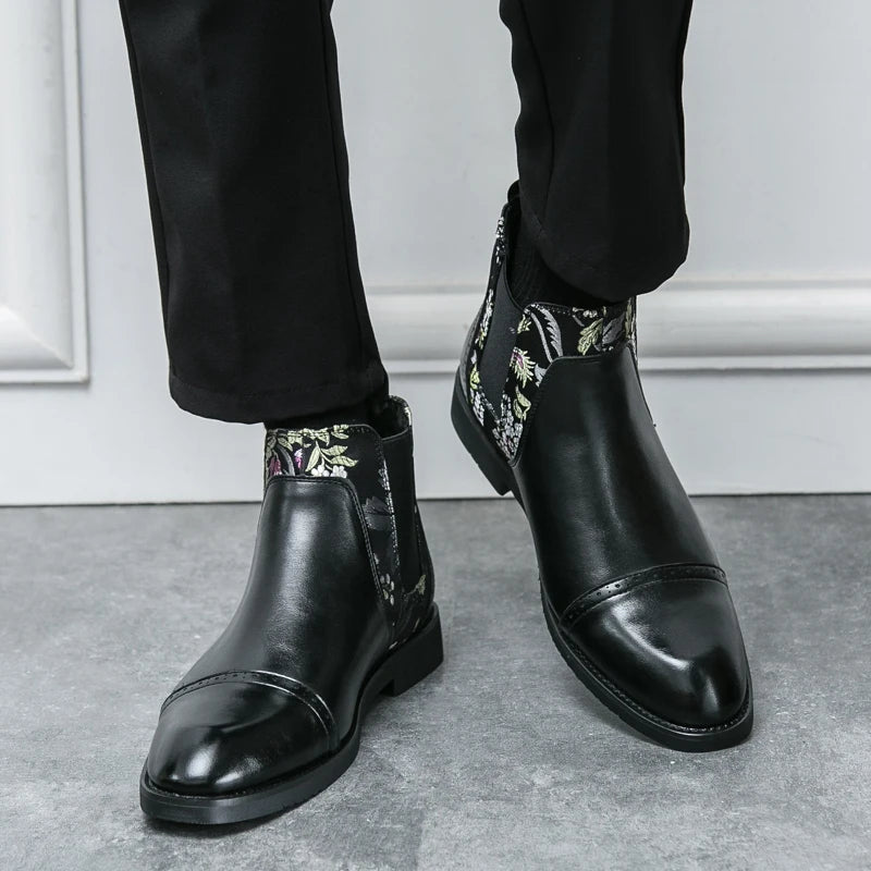 Men's Chelsea Boots with Embroidery – Slip On