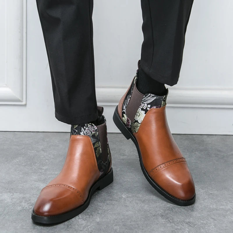 Men's Chelsea Boots with Embroidery – Slip On