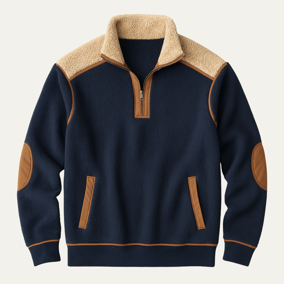 The Willowfall Men's Colour Block Sherpa Fleece Half Zip