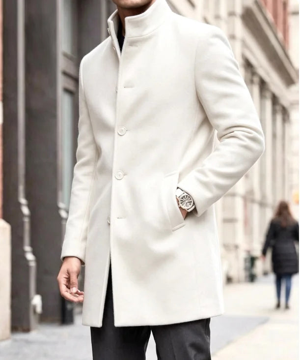 Men's Funnel Neck Wool Coat