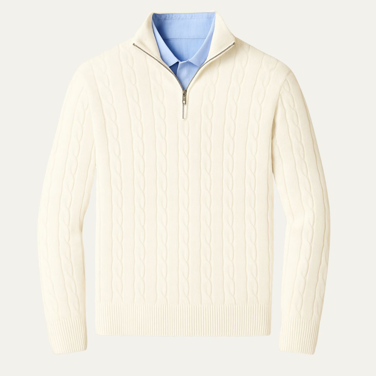 The St. Moritz Cable Knit Zipper Sweater for Men Old Money Style